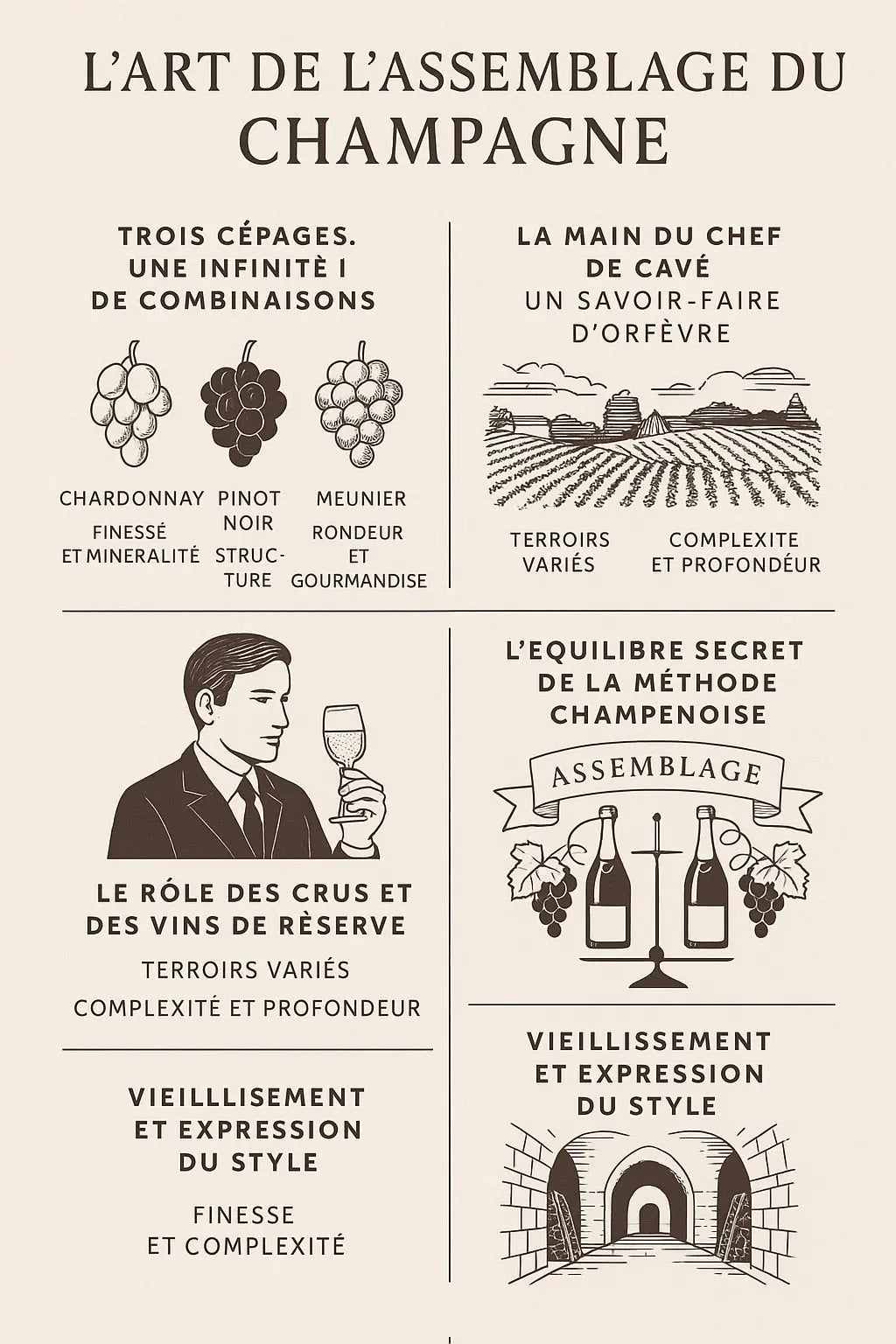 L’art de l’assemblage en Champagne : équilibre, style et signature des maisons Le caveau des pépites