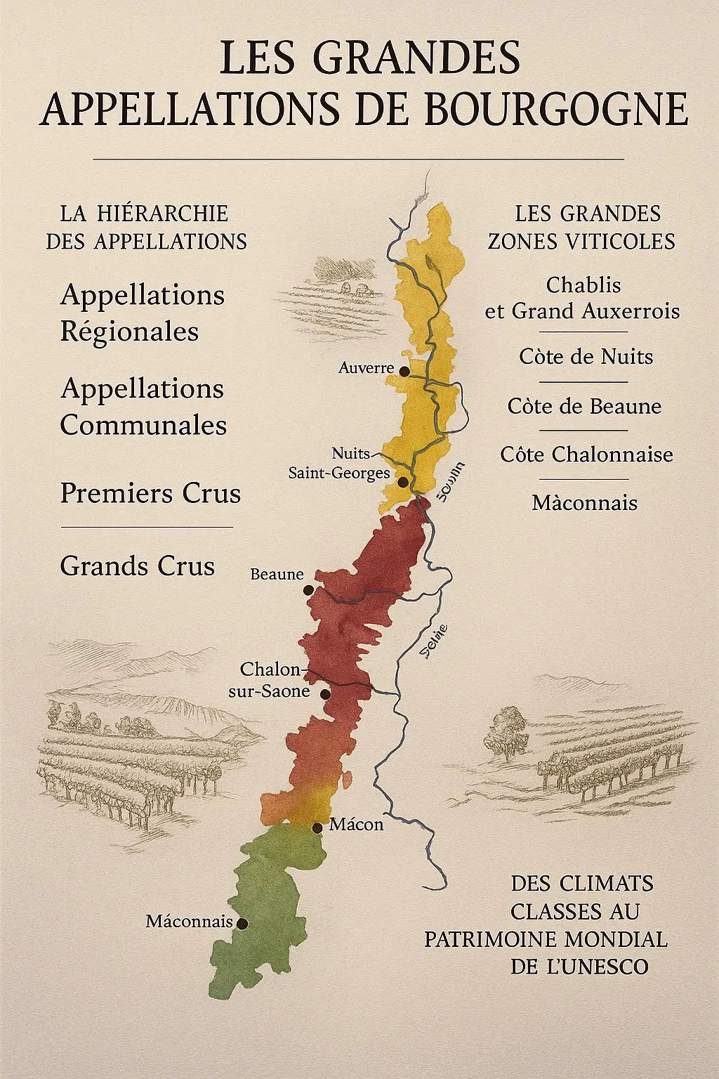 Les grandes appellations de Bourgogne : un voyage entre Grands Crus, climats et terroirs d’exception Le caveau des pépites