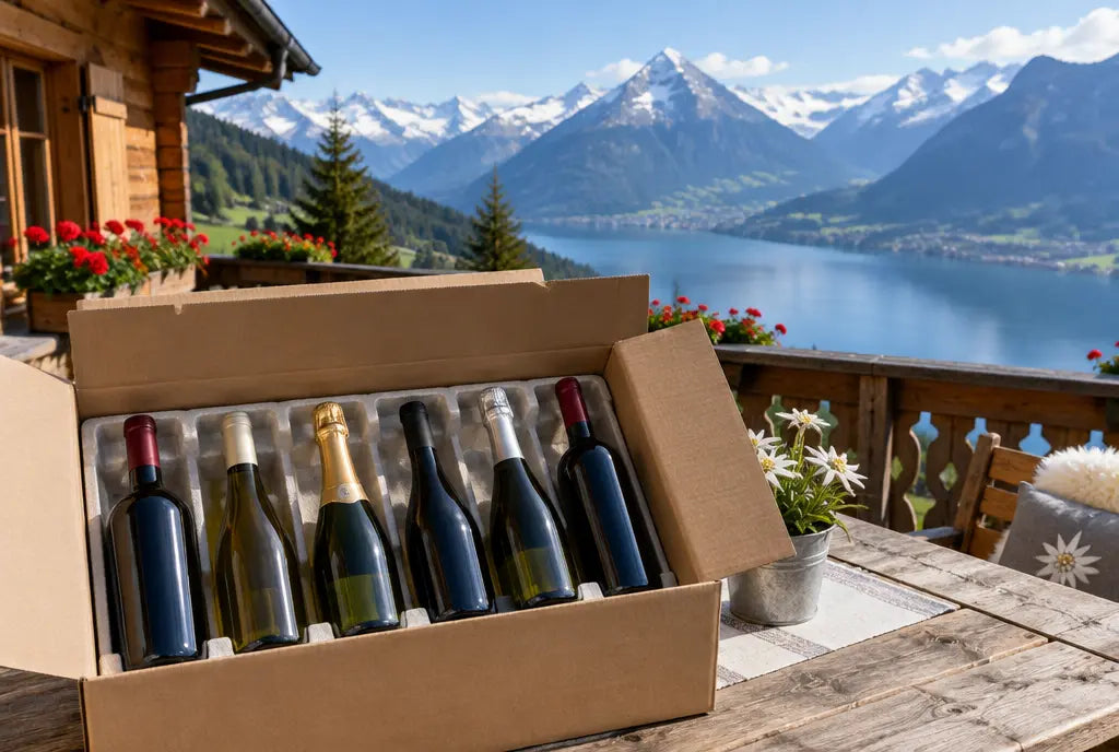 Colis de vins et champagnes livré en Suisse