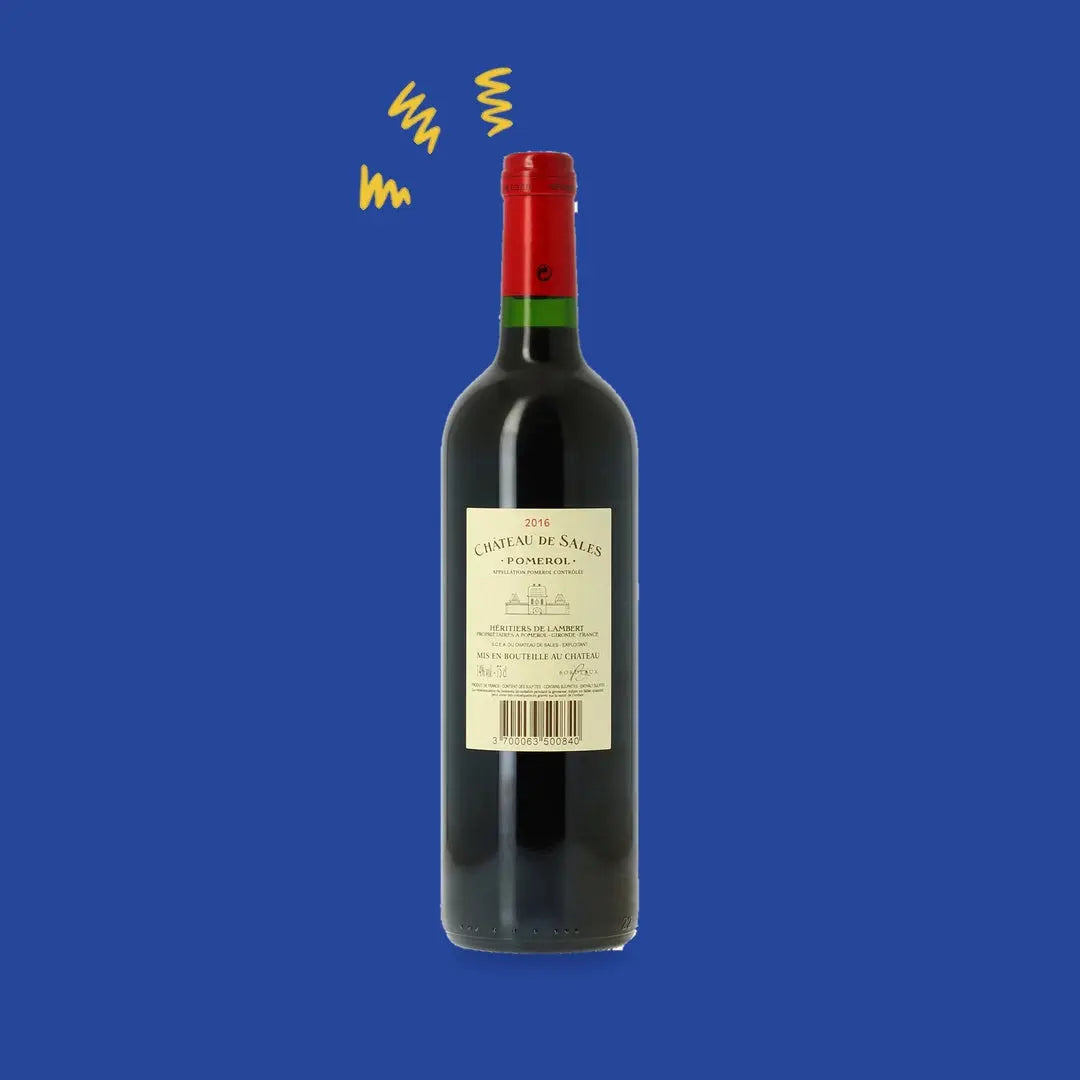 Château de Sales, Pomerol, dos de la bouteille et contre-étiquette