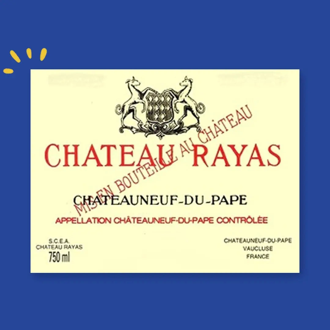 Étiquette Château Rayas, Châteauneuf-du-Pape, mis en bouteille au château