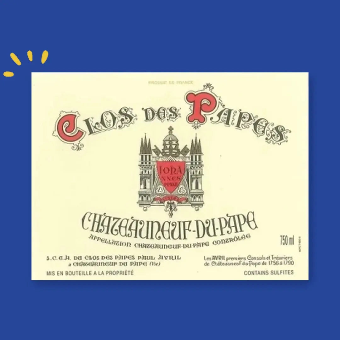 Étiquette Clos des Papes, Châteauneuf-du-Pape, Paul Avril