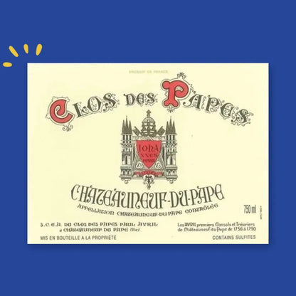 Étiquette Clos des Papes, Châteauneuf-du-Pape, Paul Avril