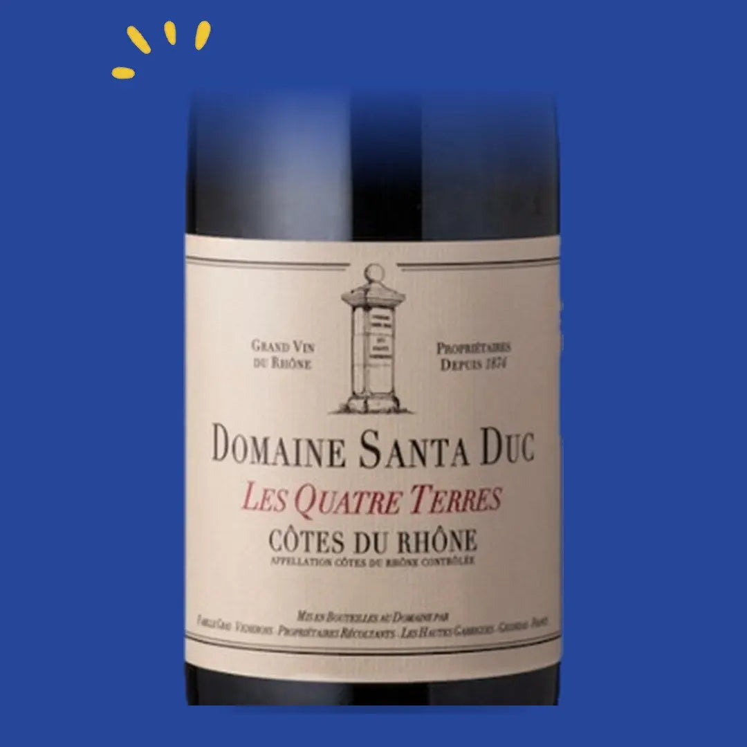 Étiquette Côtes du Rhône Les Quatre Terres 2024, Santa Duc
