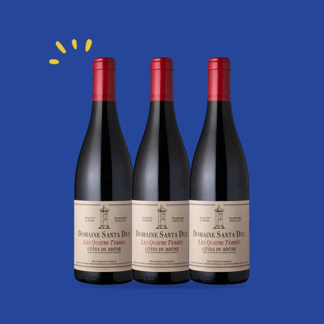 Lot de 3 bouteilles Côtes du Rhône Les Quatre Terres 2024, Santa Duc