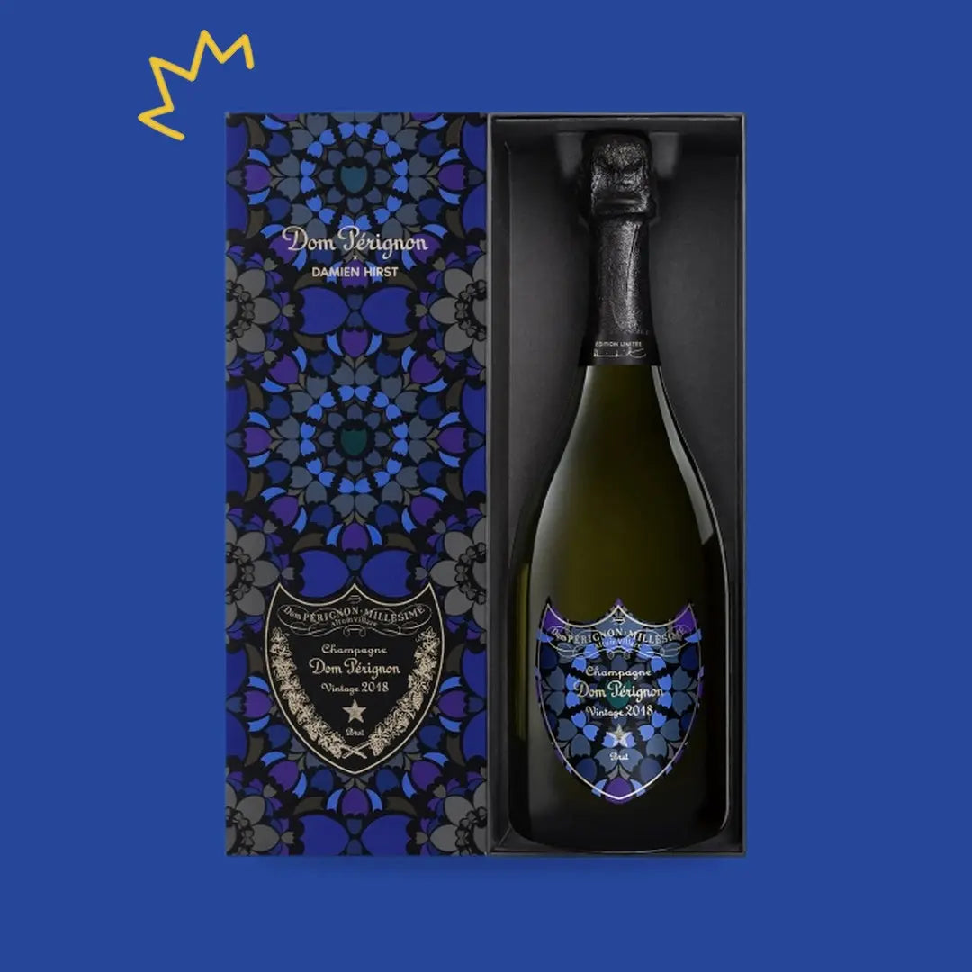 Dom Pérignon Vintage 2018 Damien Hirst dans son coffret ouvert