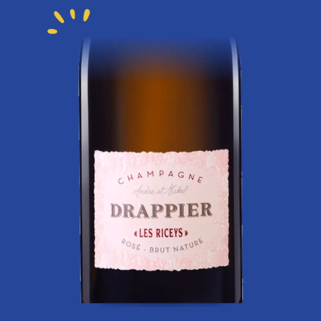 Étiquette du champagne Drappier Brut Nature Rosé Les Riceys