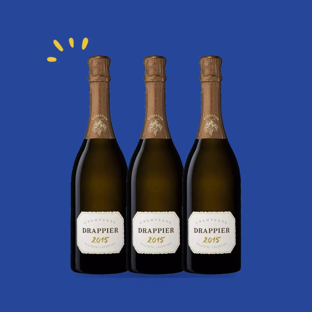 Lot de 3 bouteilles Drappier Millésime Exception 2015 Magnum
