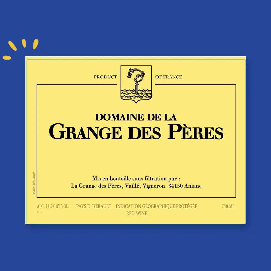 Étiquette Domaine de la Grange des Pères, IGP Pays d'Hérault, Aniane
