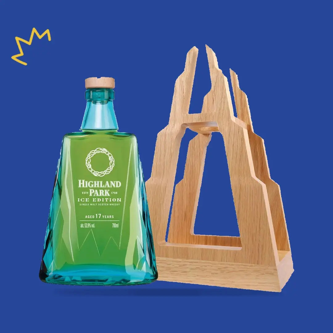 Highland Park 17 ans Ice Edition, bouteille et présentoir