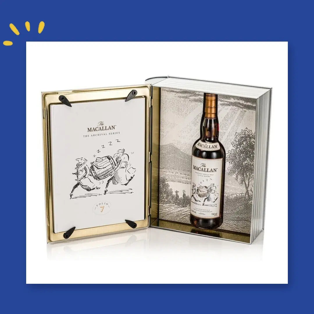 Coffret The Macallan Folio 7 ouvert avec la bouteille