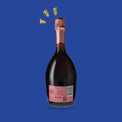 Ruinart Rosé 75 cl, dos de la bouteille et contre-étiquette