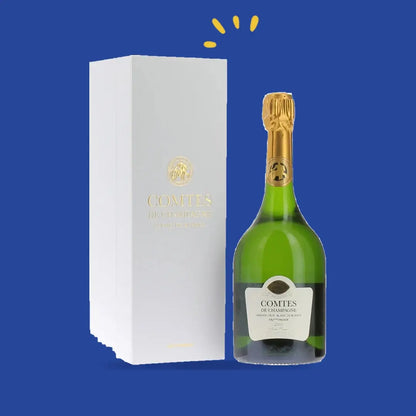 Taittinger Comtes de Champagne Grand Cru Blanc de Blancs 2015 en coffret, bouteille