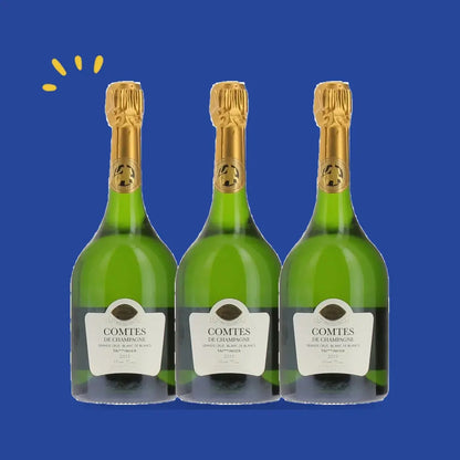 Taittinger Comtes de Champagne Grand Cru Blanc de Blancs 2015 en coffret, lot de 3 bouteilles