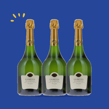 Taittinger Comtes de Champagne Grand Cru Blanc de Blancs 2015 Magnum en coffret, lot de 3 bouteilles