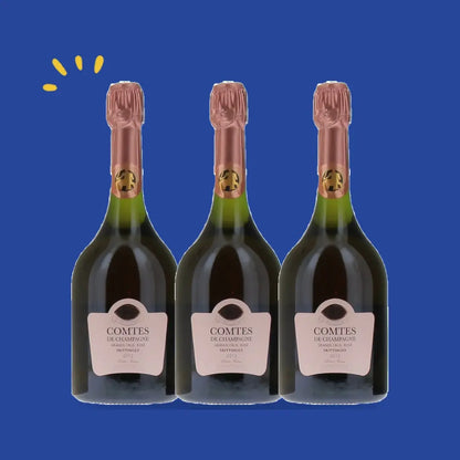 Taittinger Comtes de Champagne Grand Cru Rosé 2013 en coffret, lot de 3 bouteilles